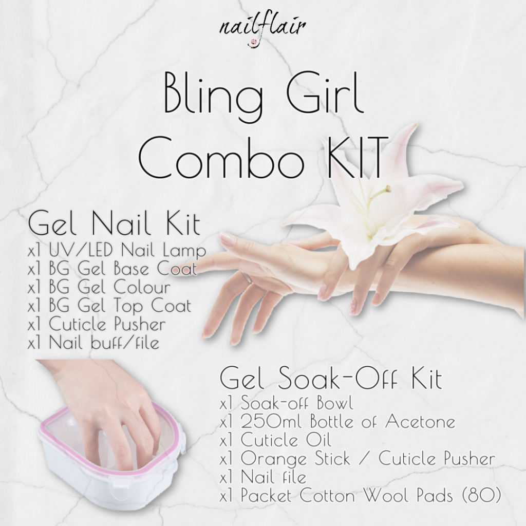 Bling Girl Combo* Self Care Gel  Soak Off Nail Kit Nailflair